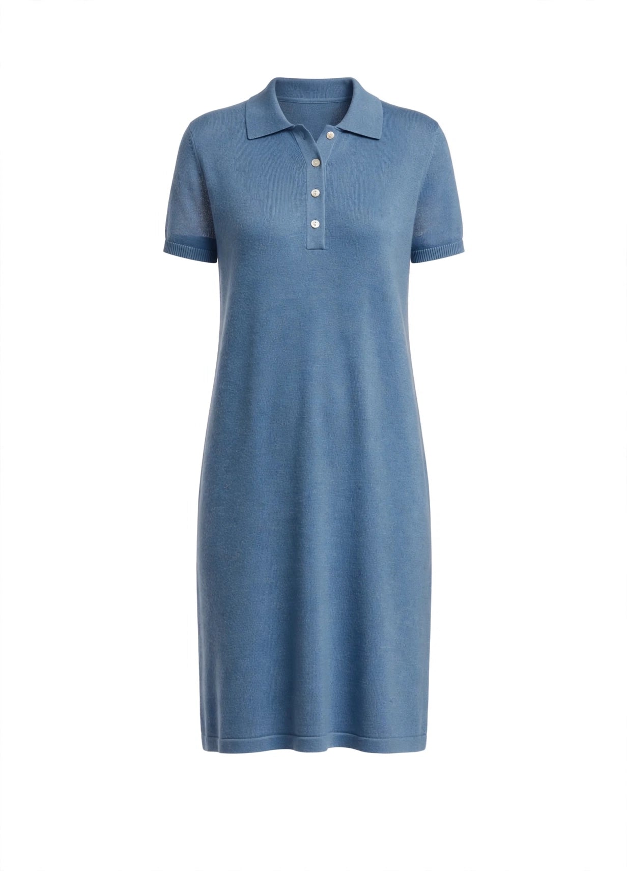 Cashmere silk polo short sleeve dress off white