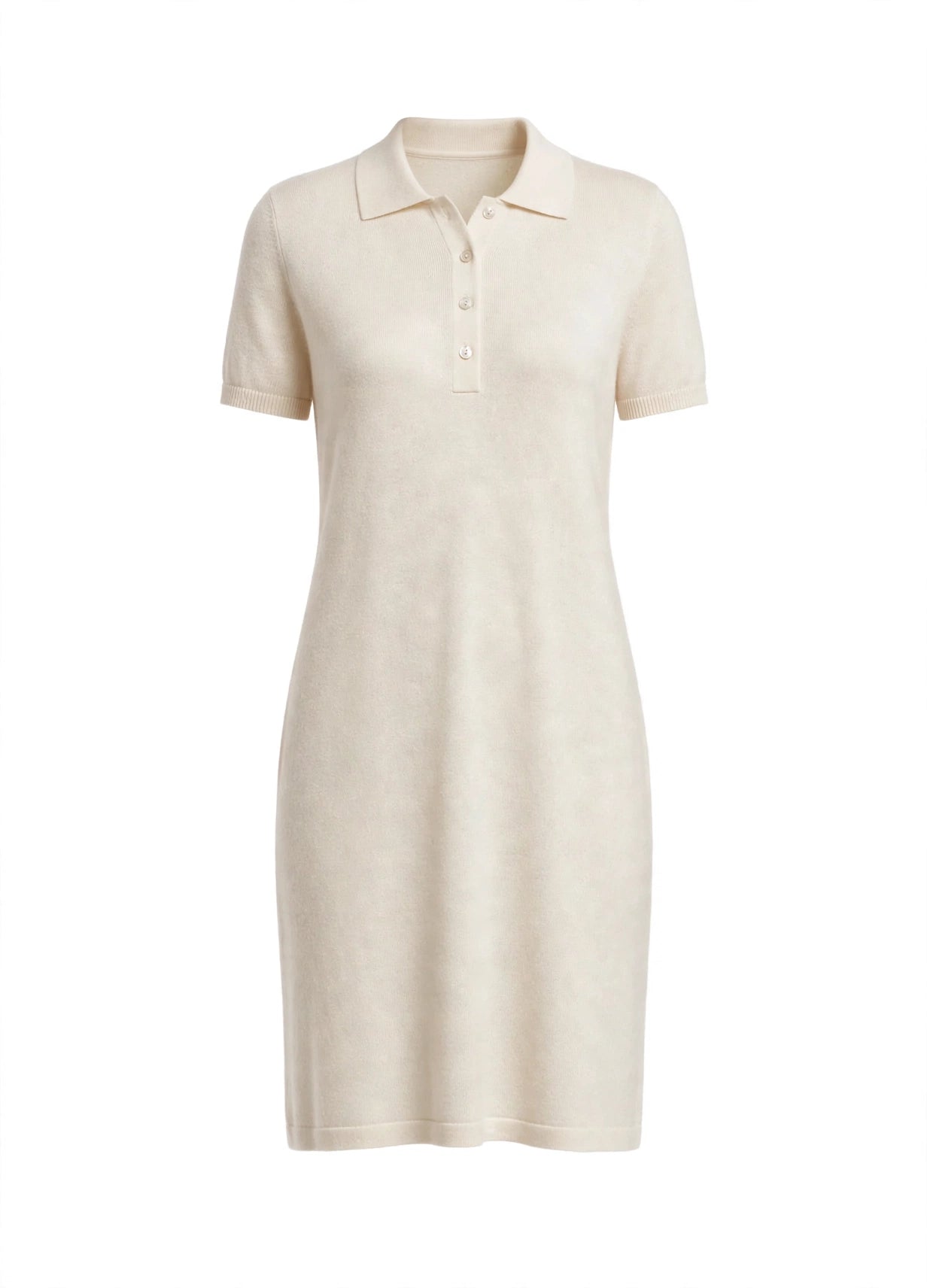 Cashmere silk polo short sleeve dress navy