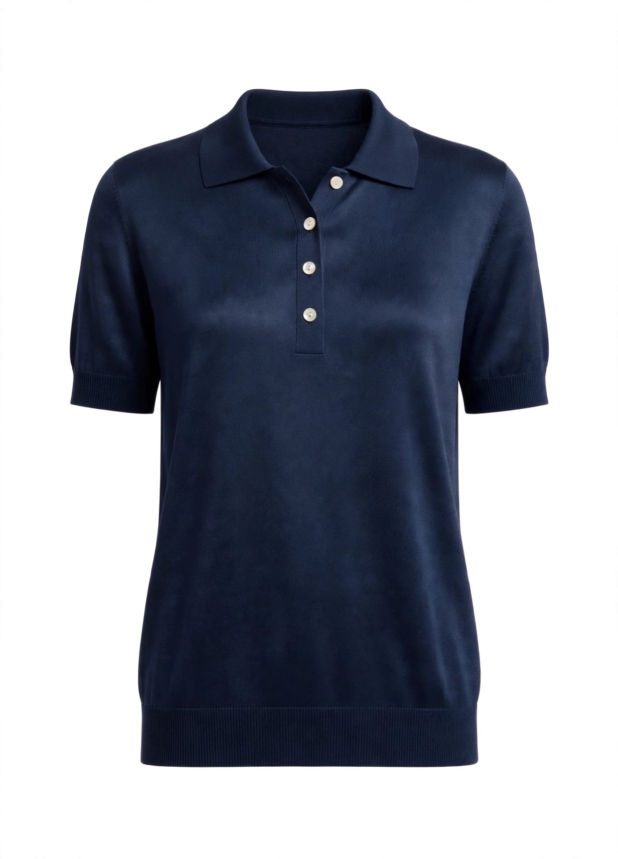 Cashmere polo Silk crew short sleeve sweater oatmeal