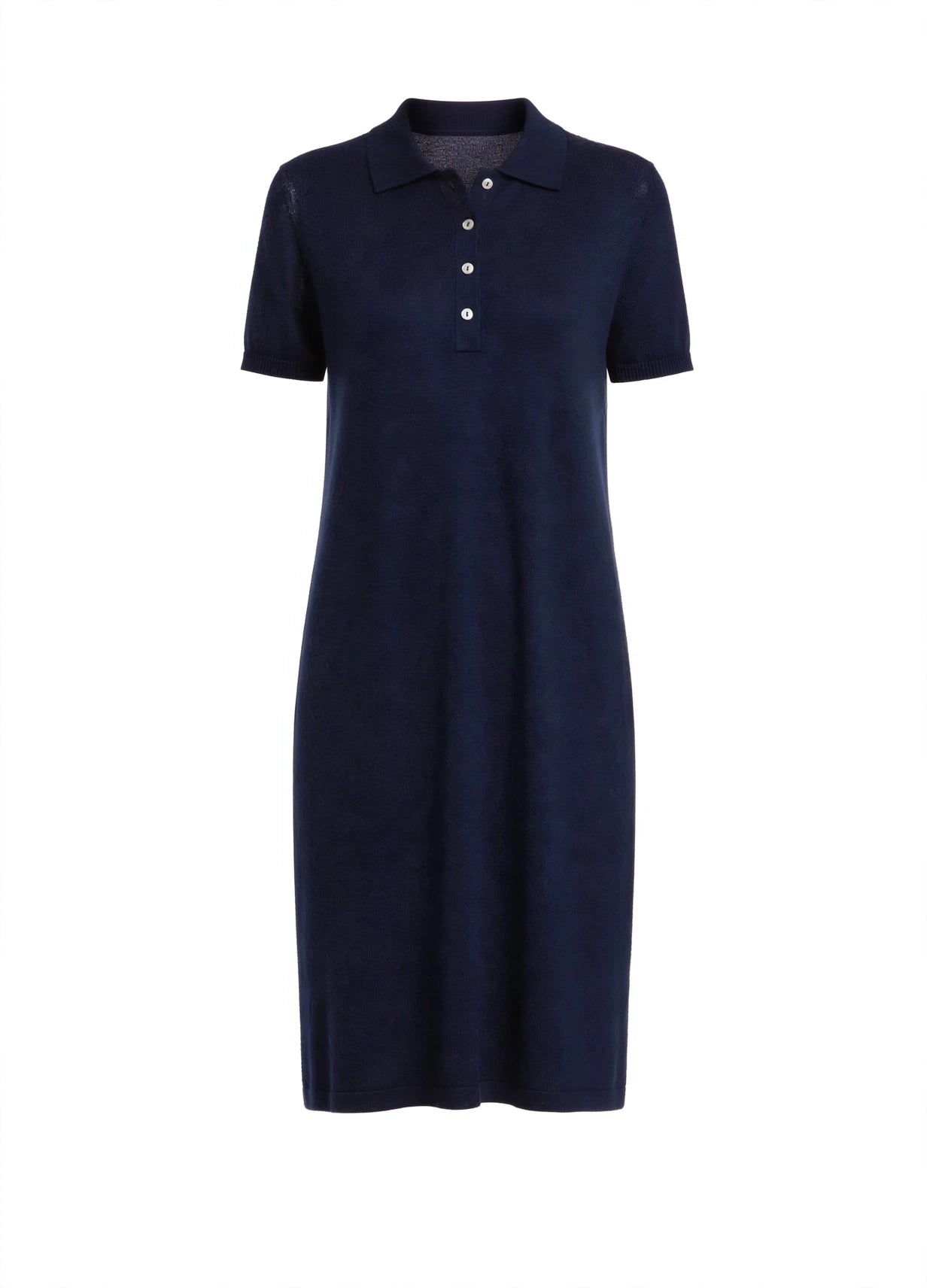 Cashmere silk polo short sleeve dress dusty blue