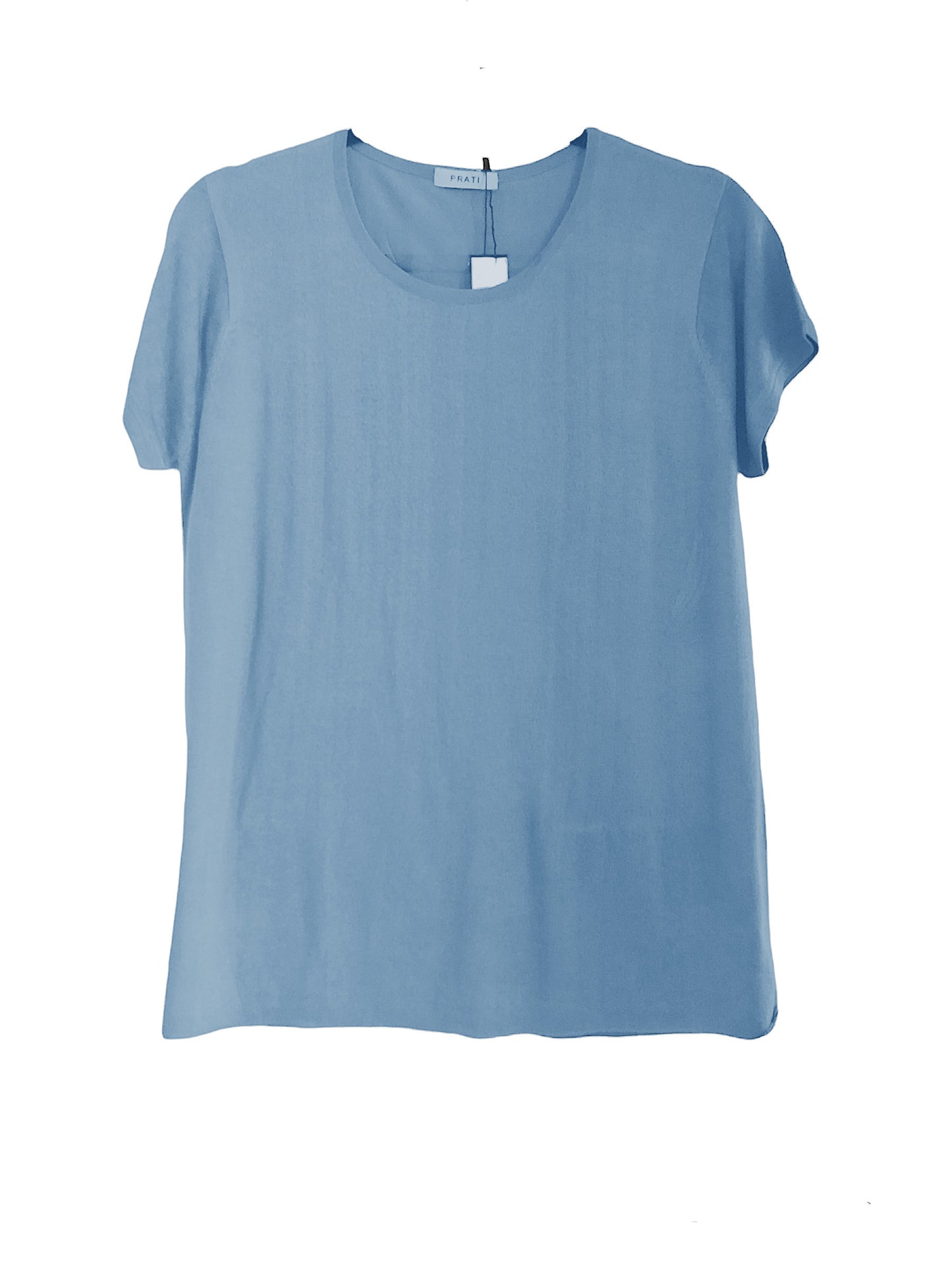 Cashmere Silk crew short sleeve t shirt sweater light grey