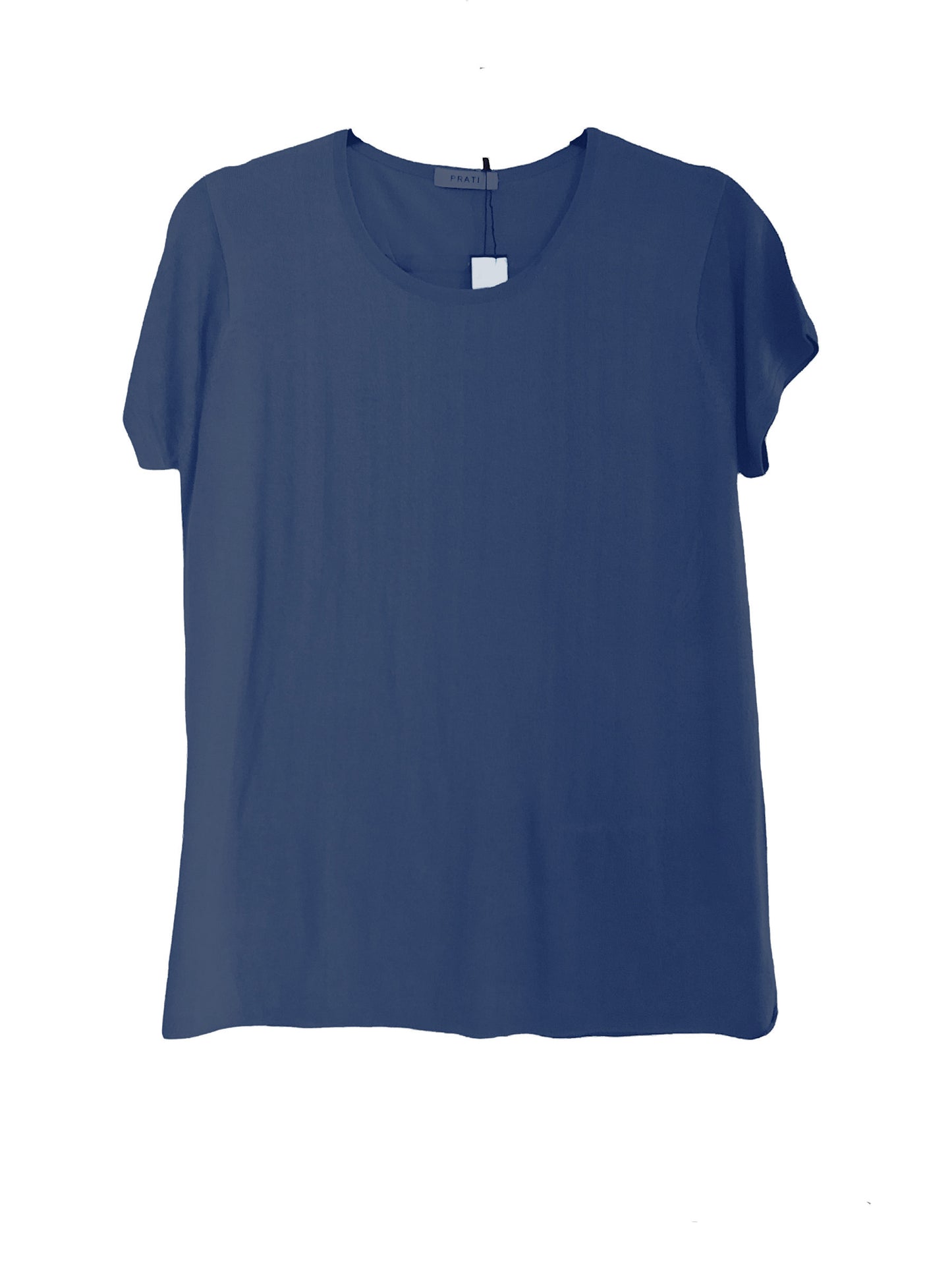 Cashmere Silk crew short sleeve t shirt sweater denim blue