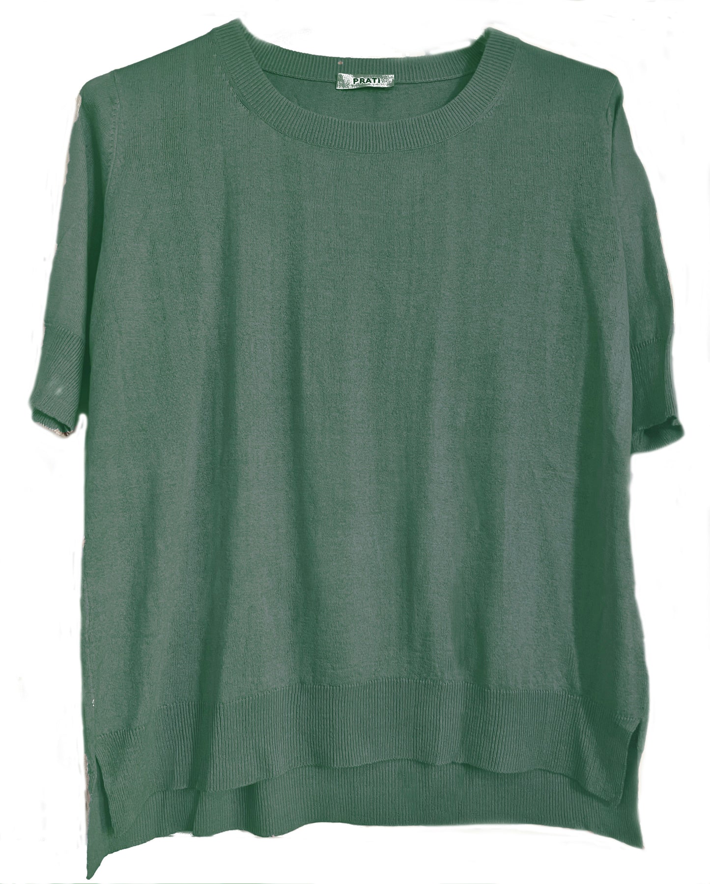 Cashmere silk crew short sleeve sweater navy