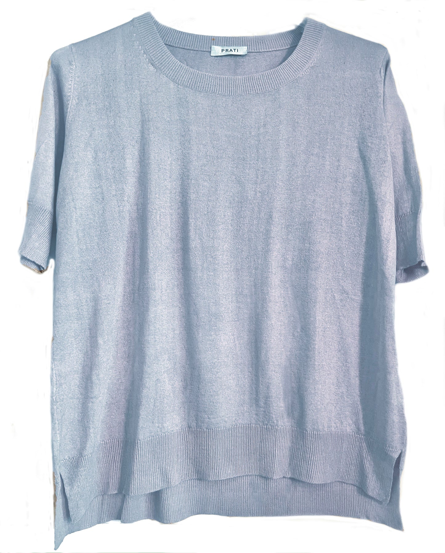 Cashmere silk crew short sleeve sweater navy