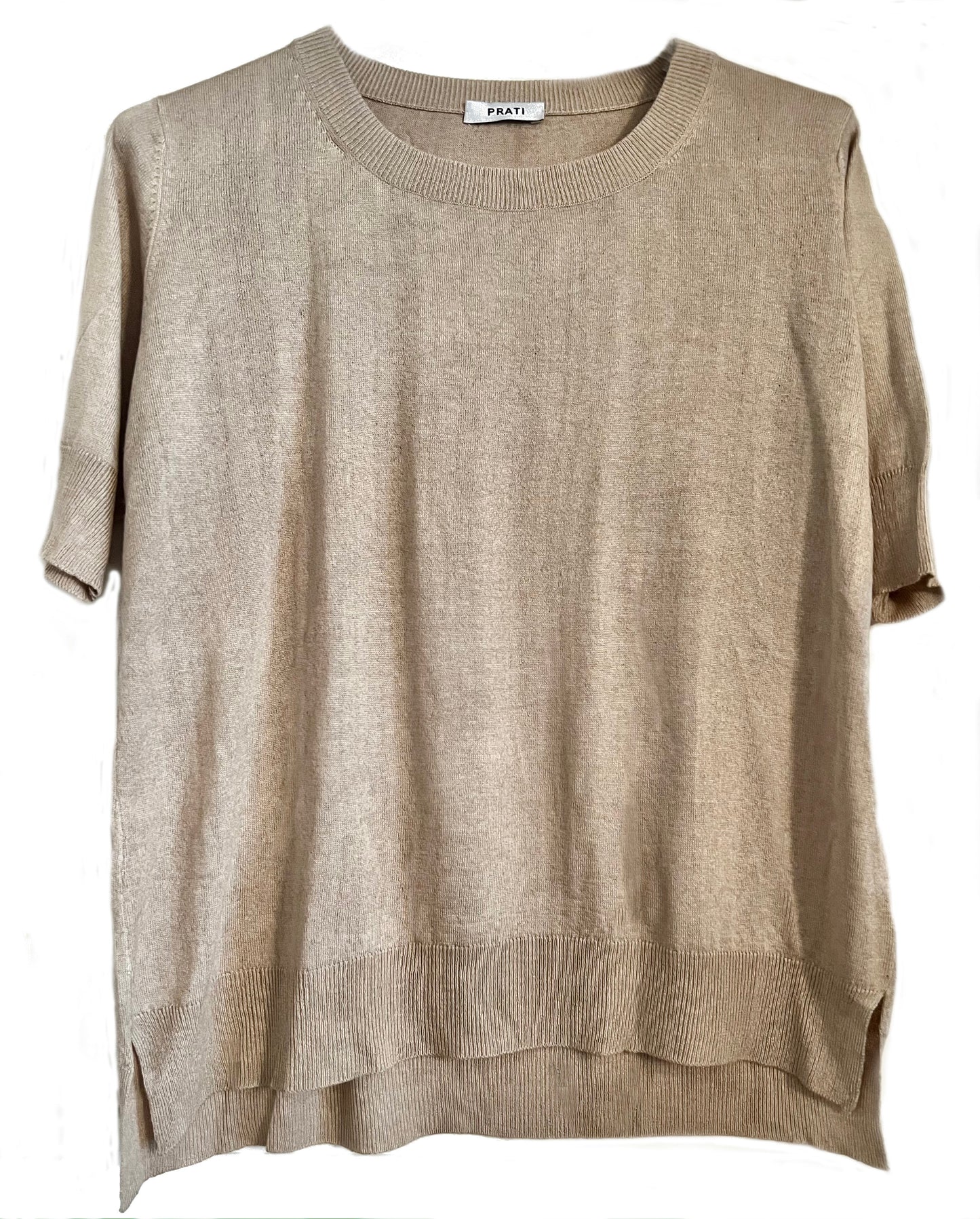 Cashmere silk crew short sleeve sweater navy