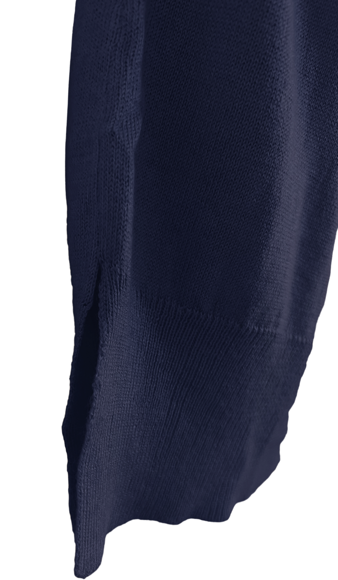 Cashmere silk crew short sleeve sweater navy