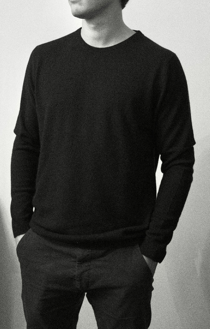 Men´s cashmere crew neck sweater heather brown