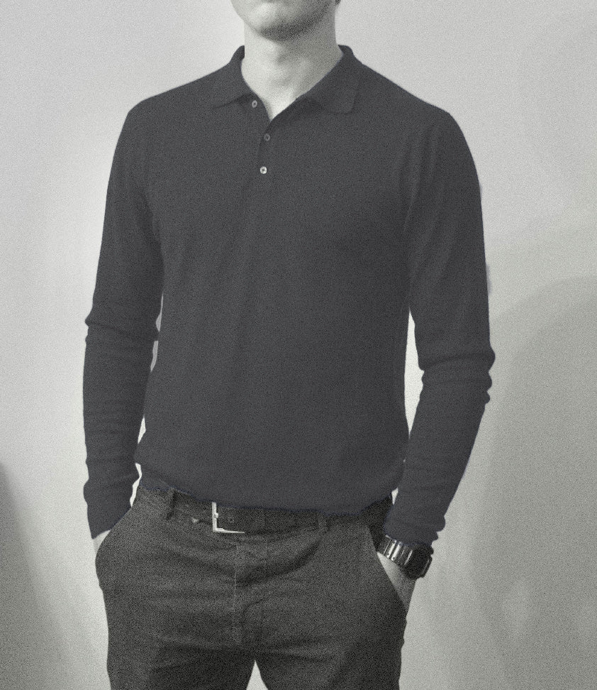 Men´s cashmere silk button down jeans blue