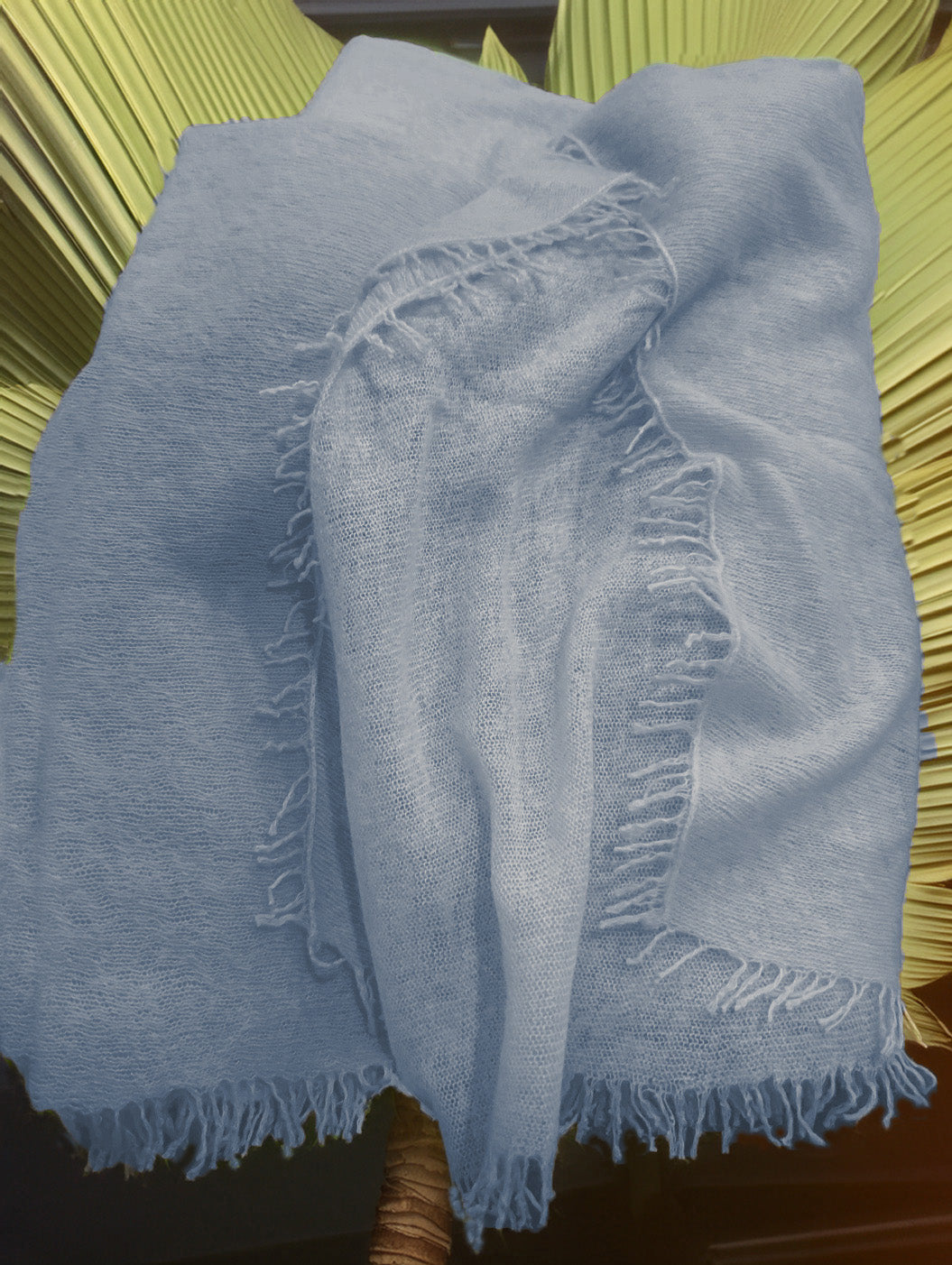 Cashmere scarf with fringes coral