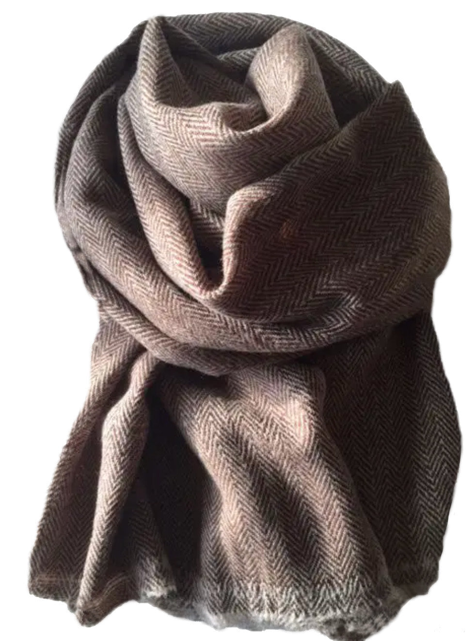 Herringbone scarf with short fringe jeans blue