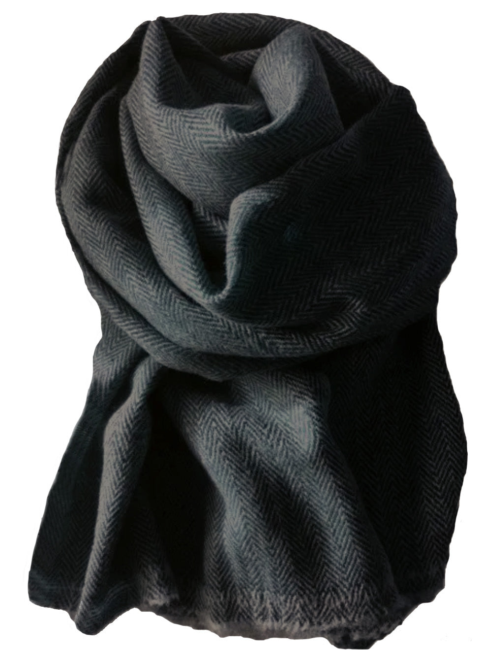 Herringbone scarf with short fringe jeans blue