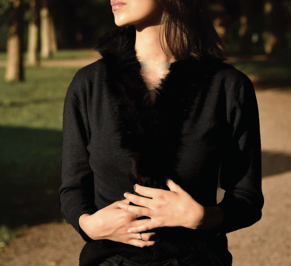 Cashmere bolero with fur black