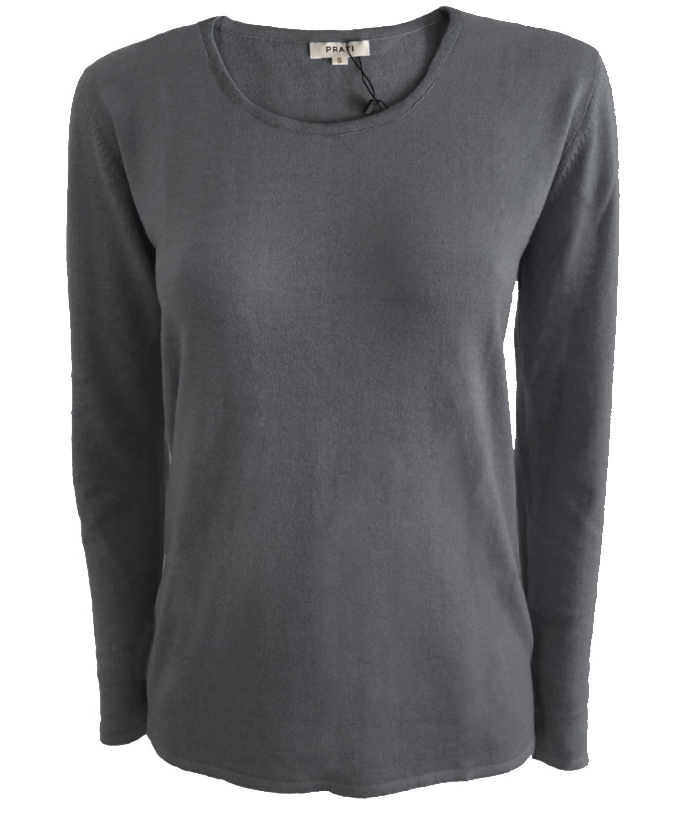 Cashmere Silk crew neck sweater t shirt charcoal grey