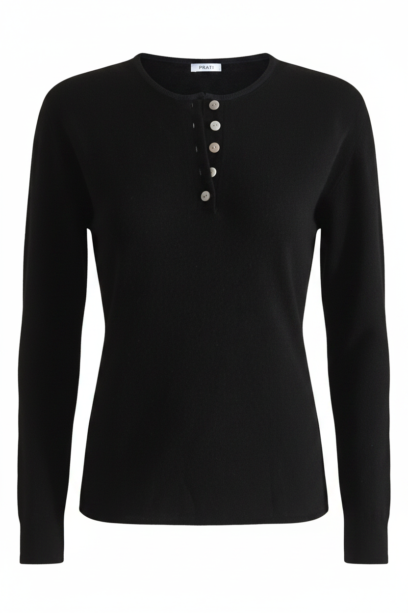 Cashmere Henley Black - Ghost Mannequin