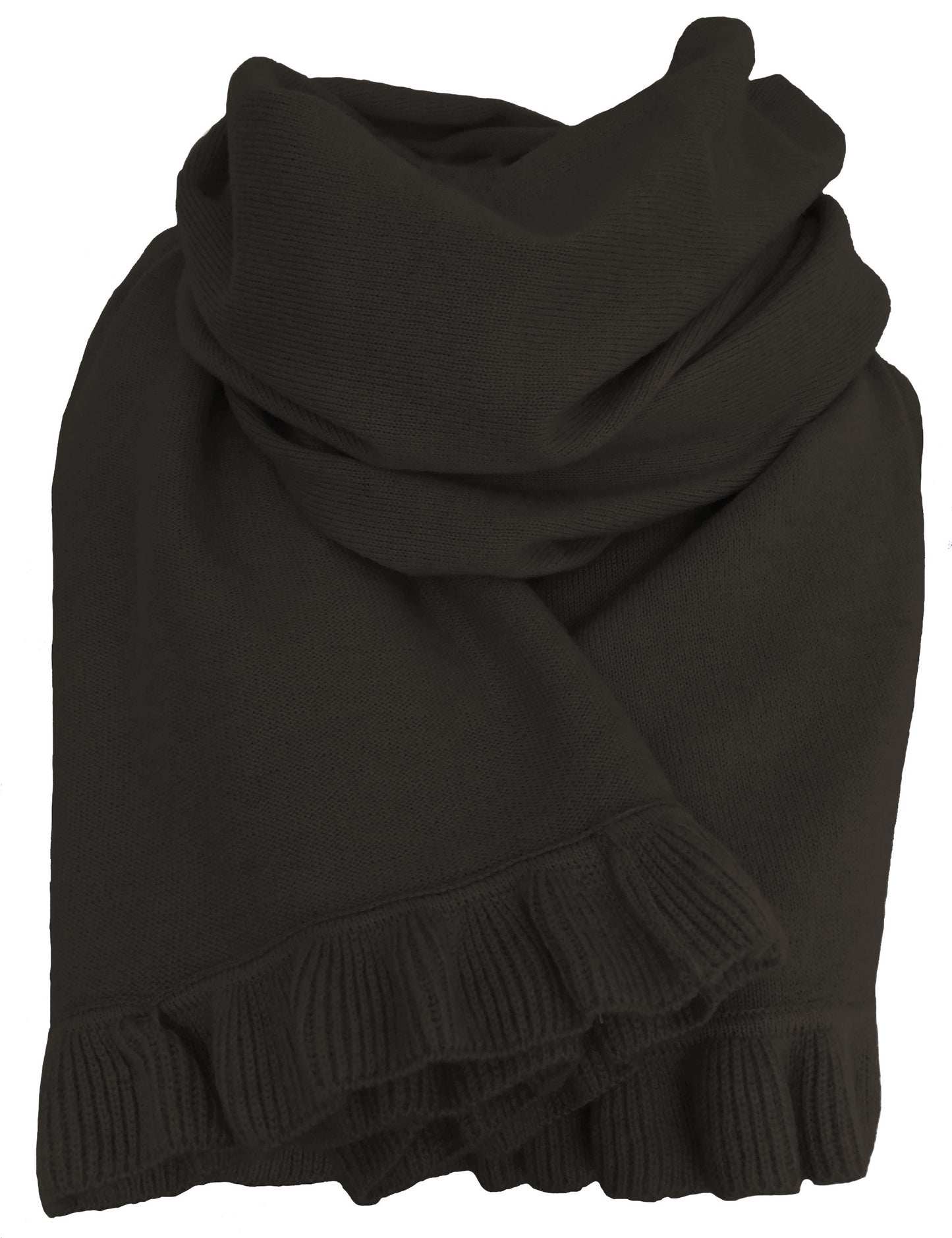 Cashmere scarf/shawl with ruffled edge sand