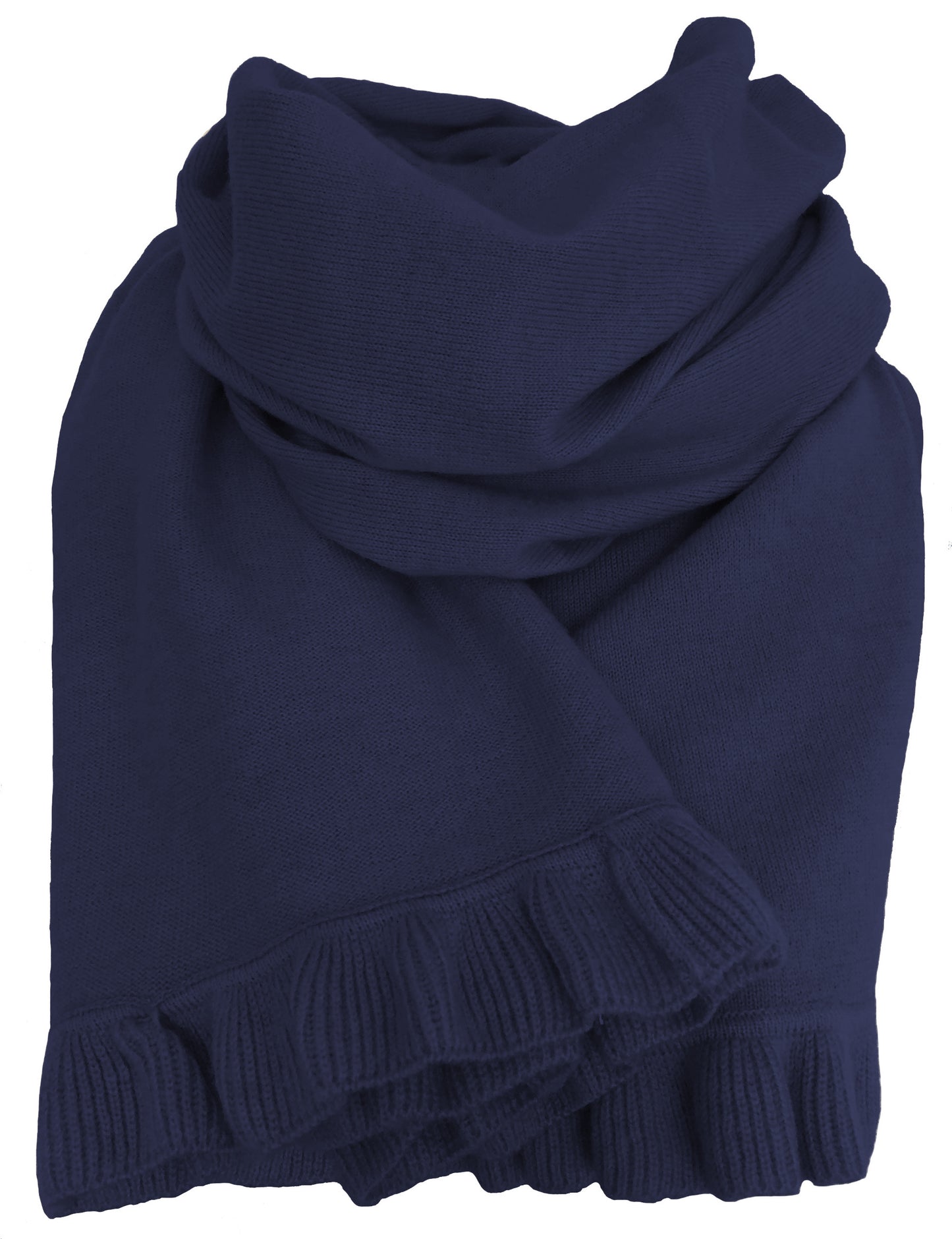 Cashmere scarf/shawl with ruffled edge off white