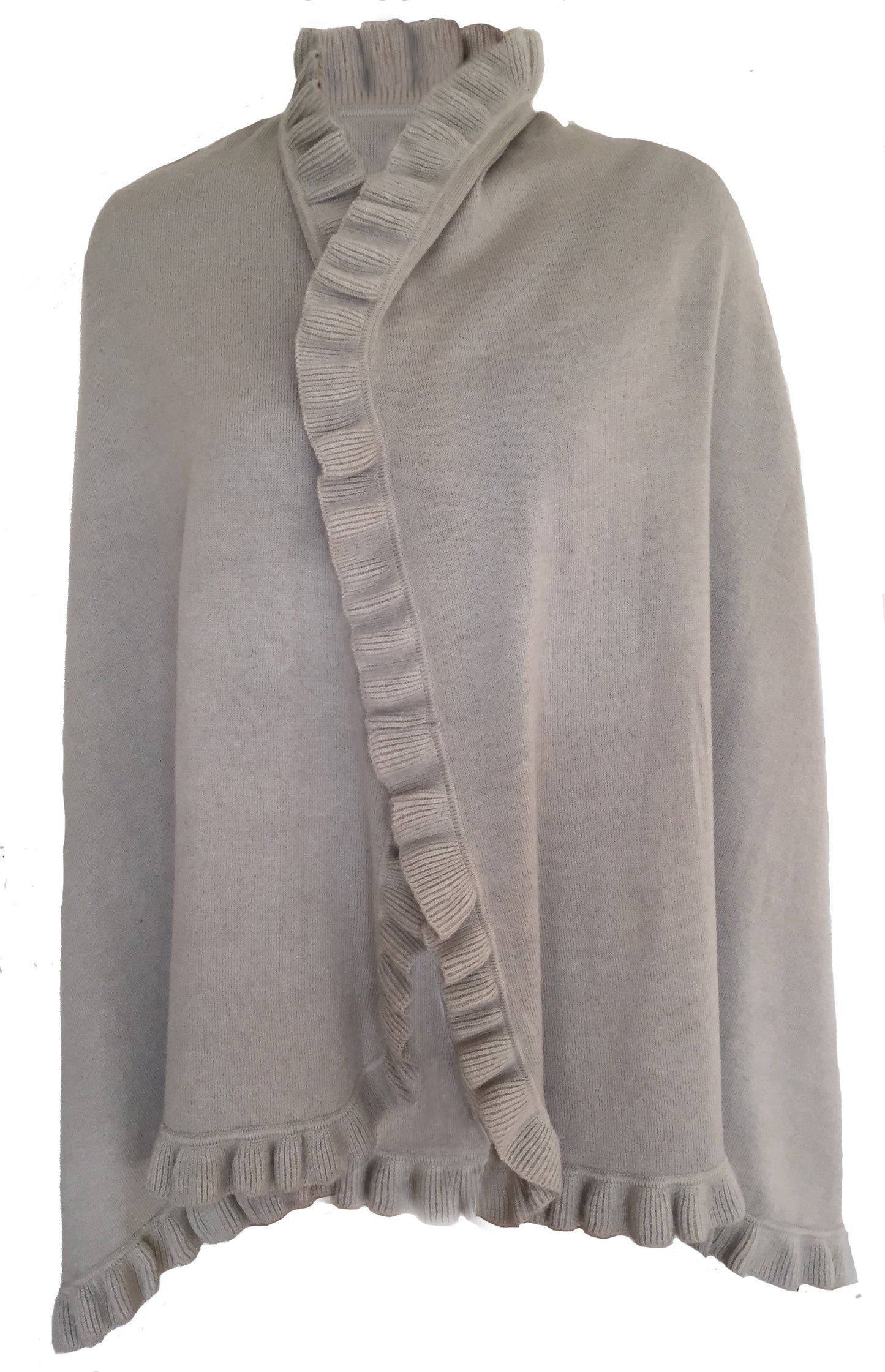 Cashmere scarf/shawl  with ruffled edge sand