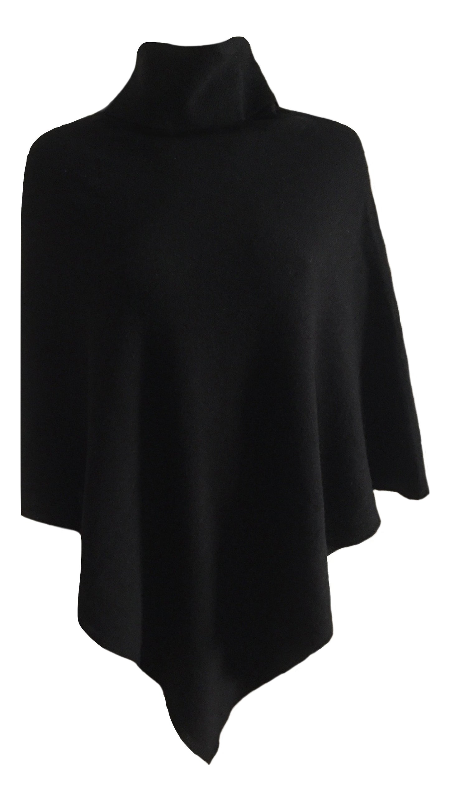 Cashmere turtleneck poncho black