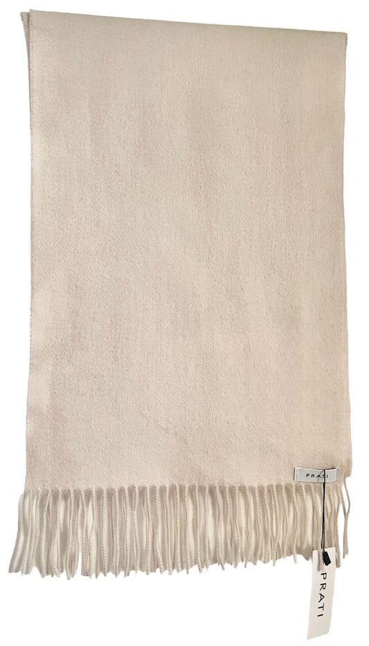 Cashmere woven scarf with fringes off white