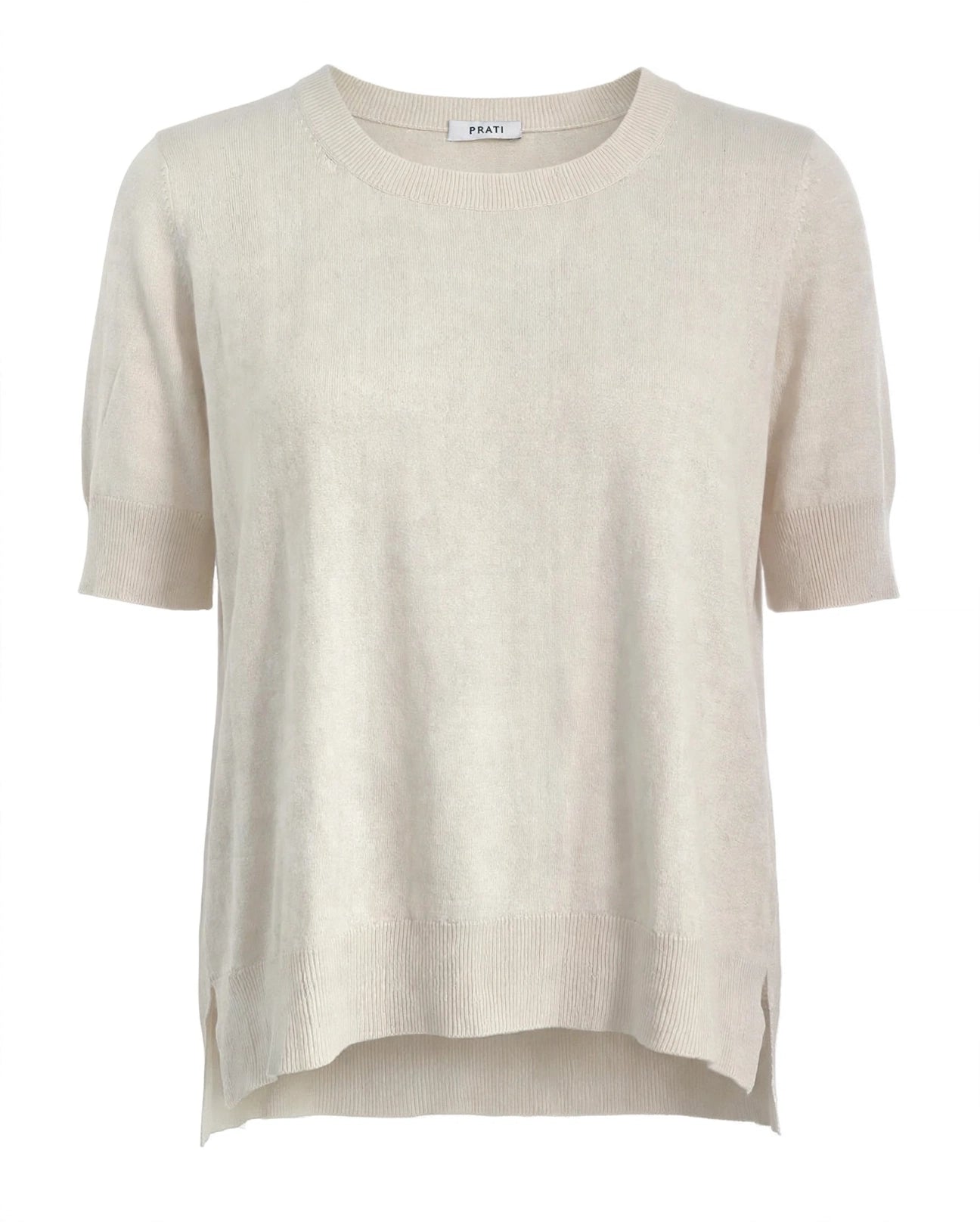 Cashmere Silk crew short sleeve sweater blue grey