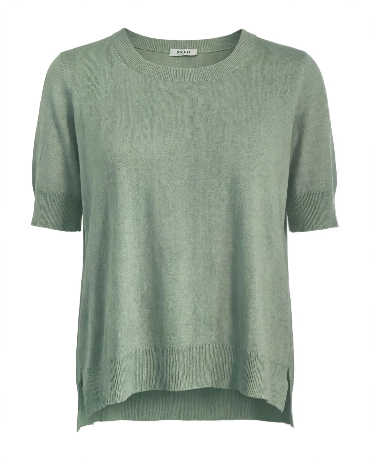 Cashmere silk crew short sleeve jeans blue