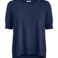 Cashmere silk crew short sleeve jeans blue
