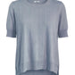 Cashmere silk crew short sleeve jeans blue