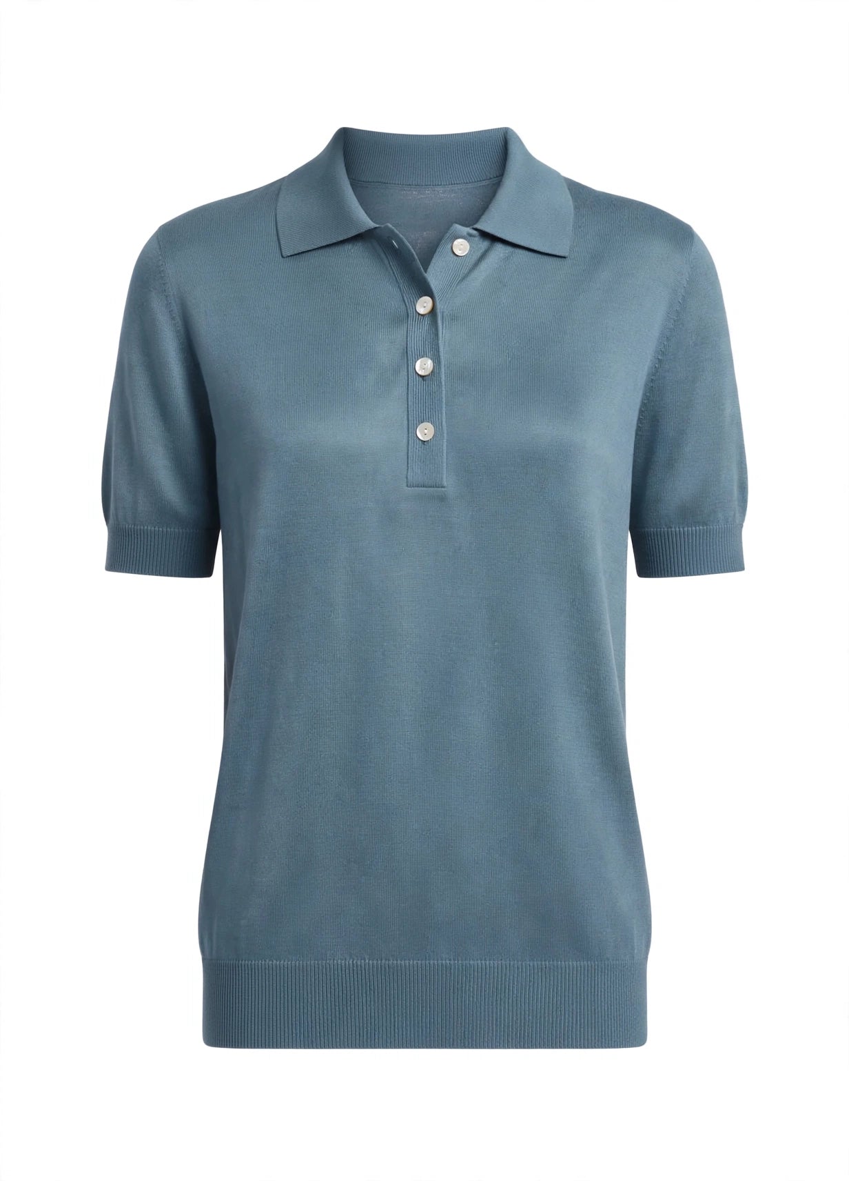 Cashmere polo Silk crew short sleeve sweater camel