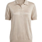 Cashmere polo Silk crew short sleeve sweater camel