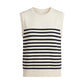 Cashmere Silk crew shell navy off white stripe