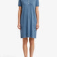 Cashmere silk polo short sleeve dress navy