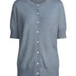 Cashmere Silk crew short sleeve cardigan sweater navy