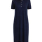 Cashmere silk polo short sleeve dress navy