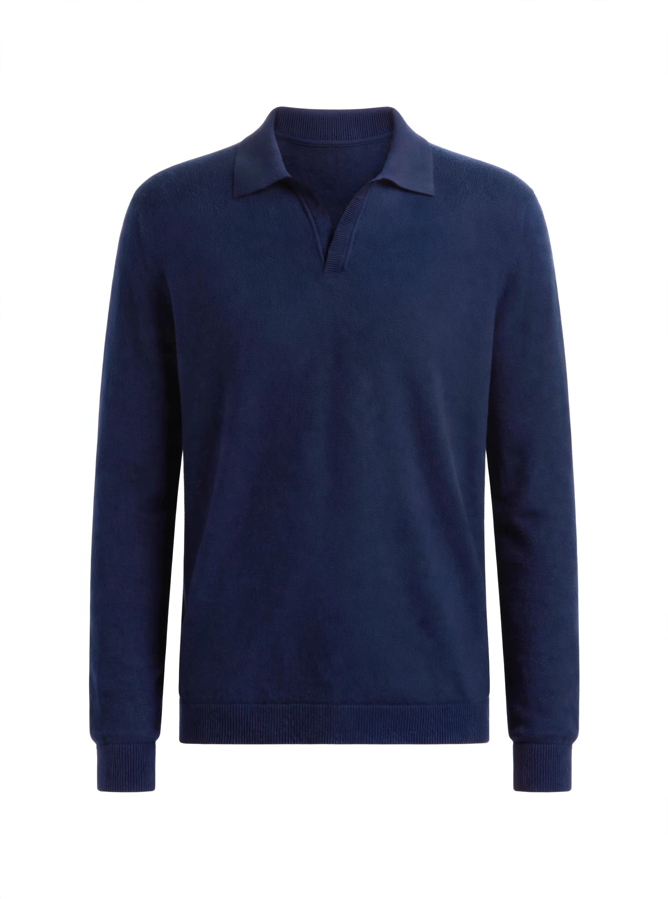 Men´s  Resort cashmere silk rib placket sweater long sleeve navy