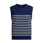 Cashmere Silk crew shell navy off white stripe