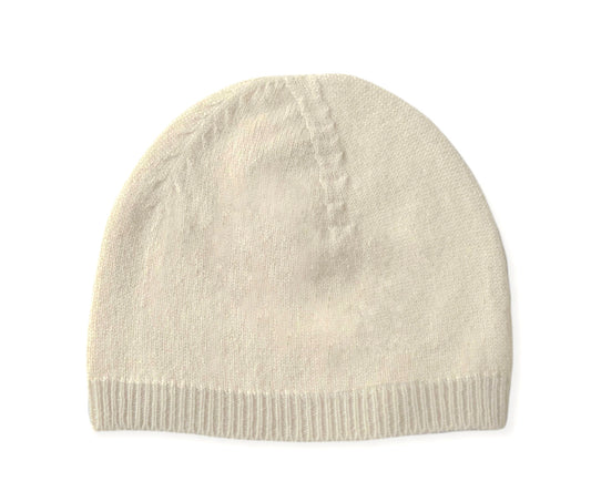 Baby knitted beanie off white sand rib