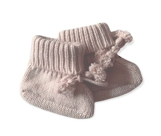 Baby knitted booties rose