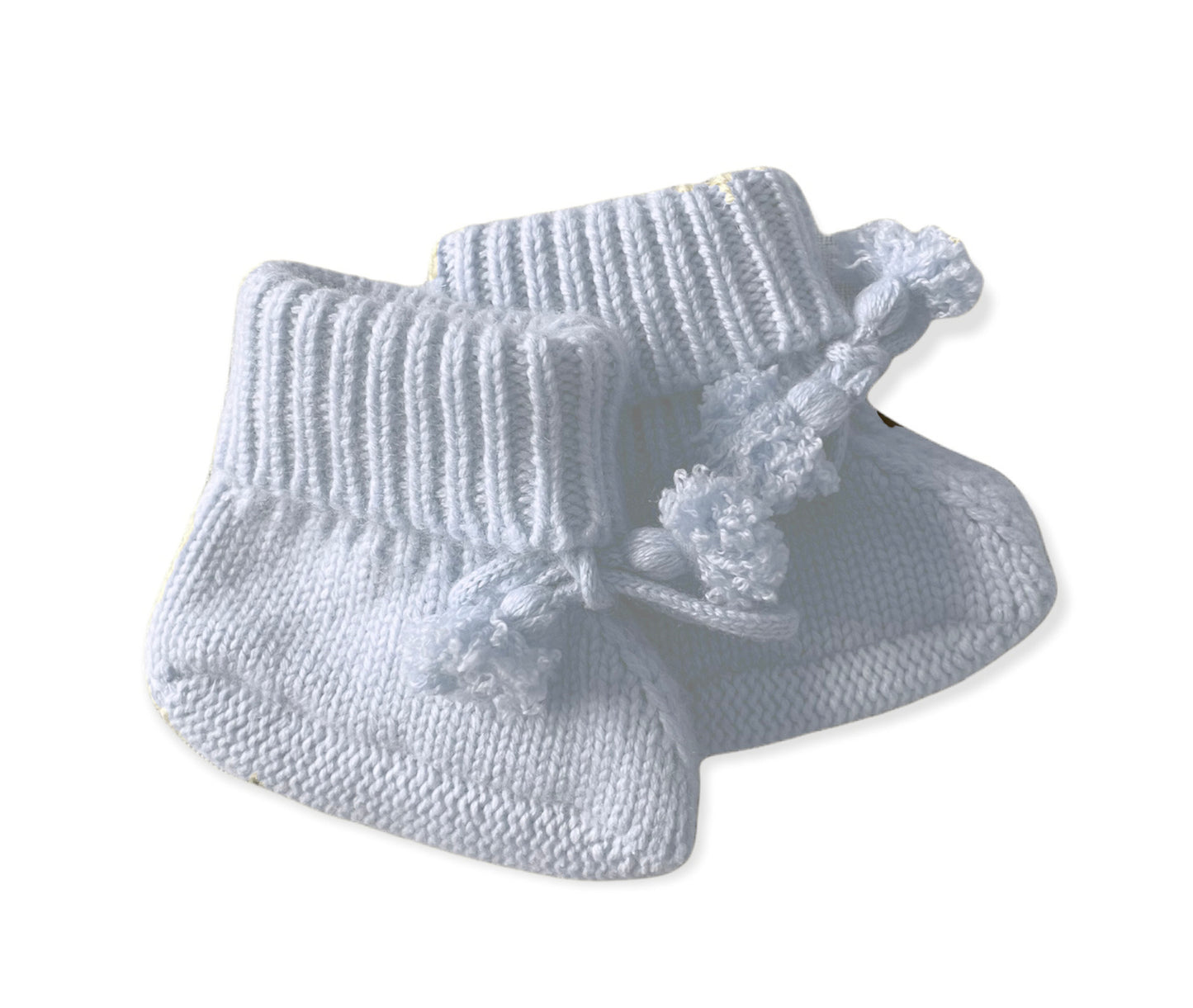 Baby knitted booties baby blue