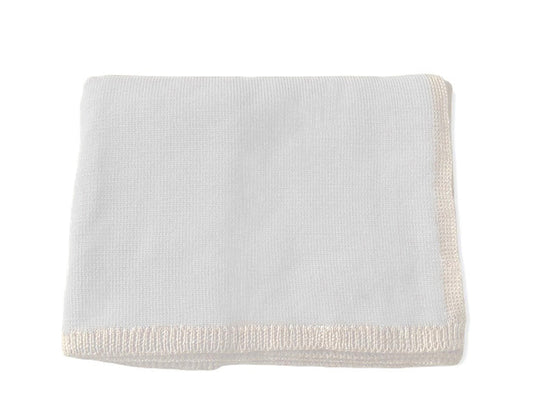 Baby blanket baby blue off white rib