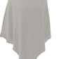 Cashmere poncho with short edge fringe light grey