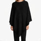 Cashmere poncho with short edge fringe navy