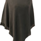 Cashmere poncho with short edge fringe light grey