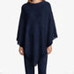 Cashmere poncho with short edge fringe off white