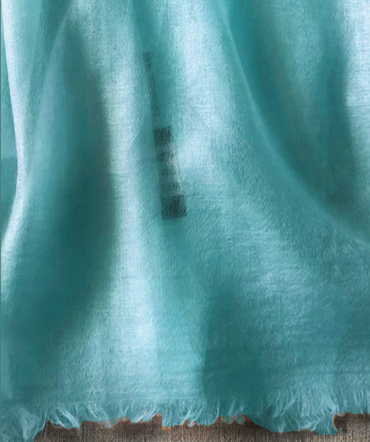 Resort wear shawl 100x 230cm 100% Cashmere turquoise blue