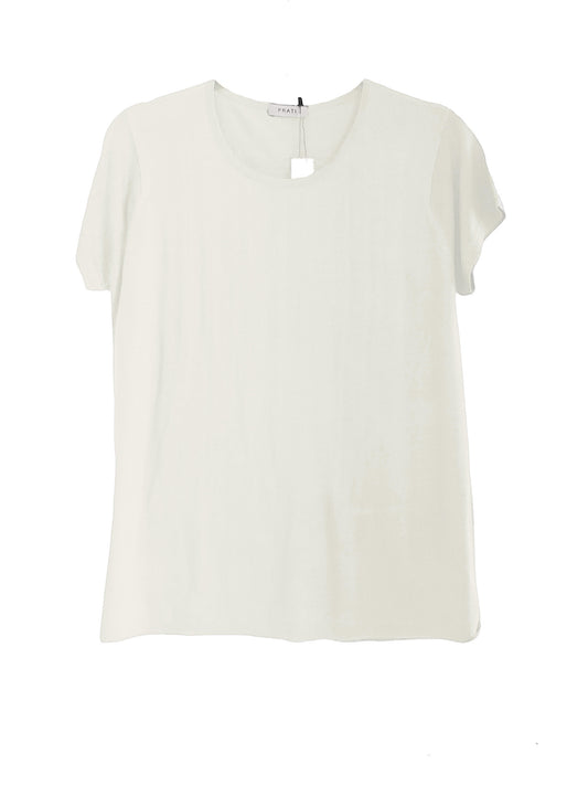 Cashmere Silk crew short sleeve t shirt sweater off white