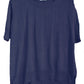 Cashmere silk crew short sleeve sweater blue grey