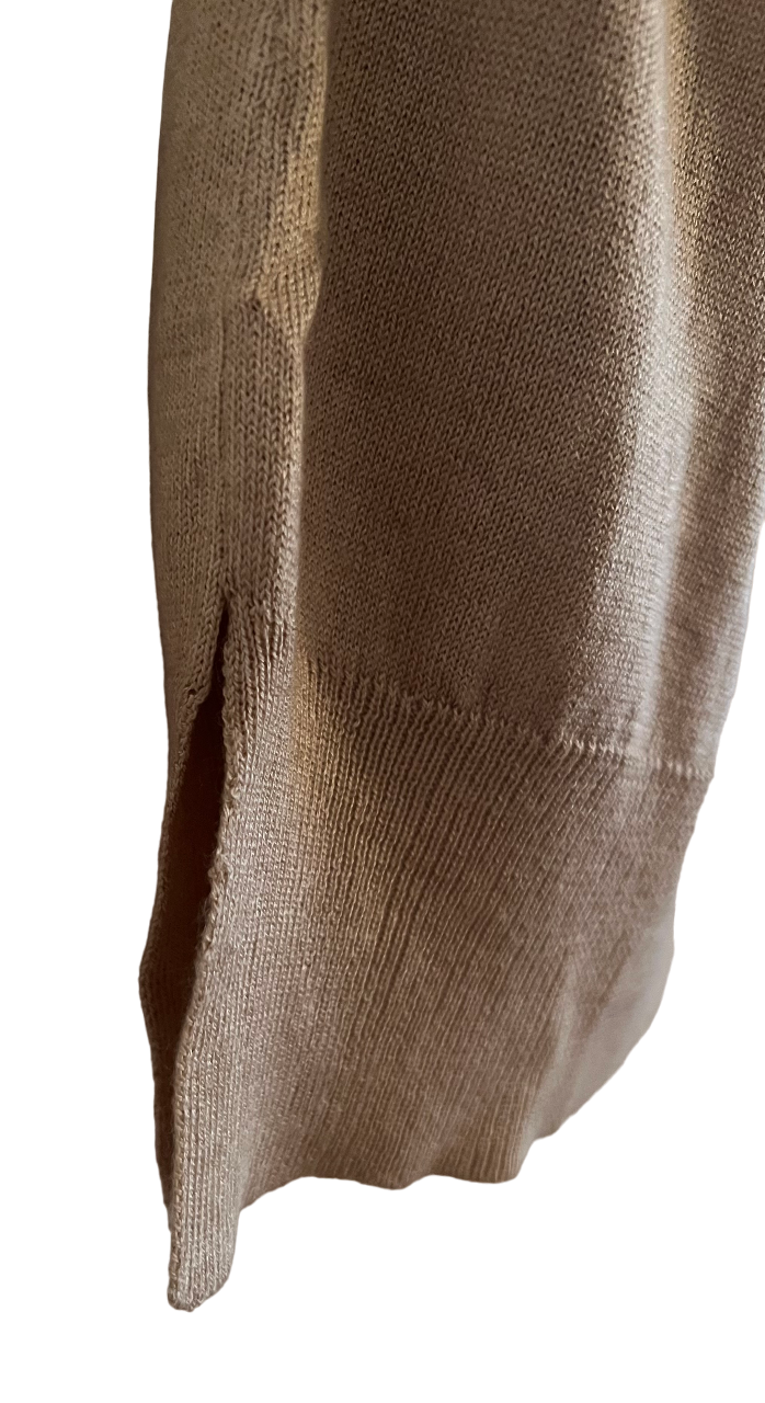 Cashmere Silk crew short sleeve sweater camel