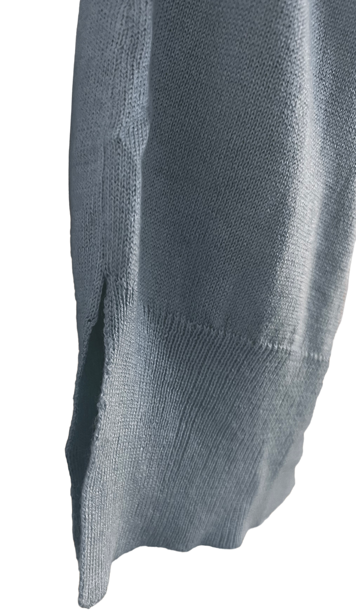 Cashmere silk crew short sleeve sweater blue grey