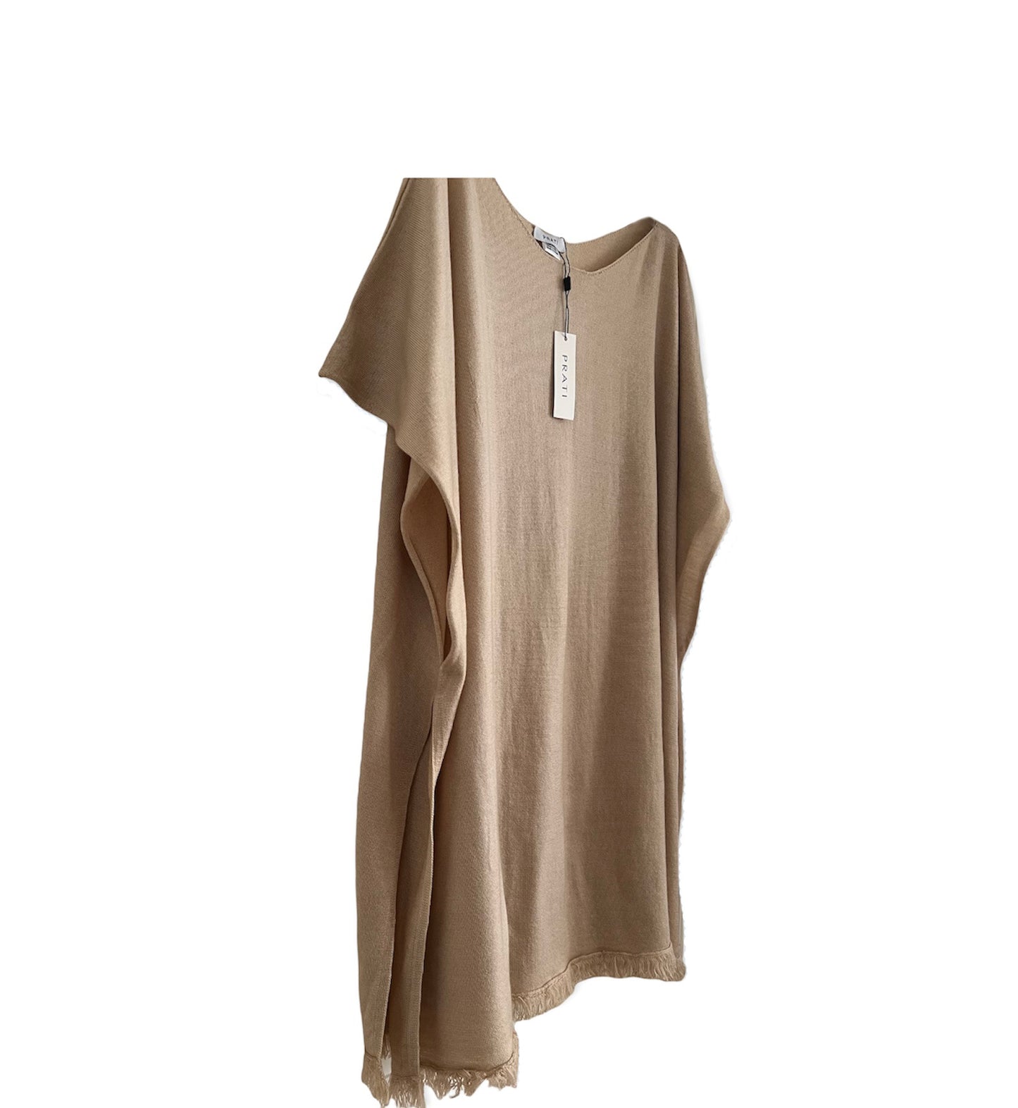 Resort cashmere Silk poncho cover up fringes camel