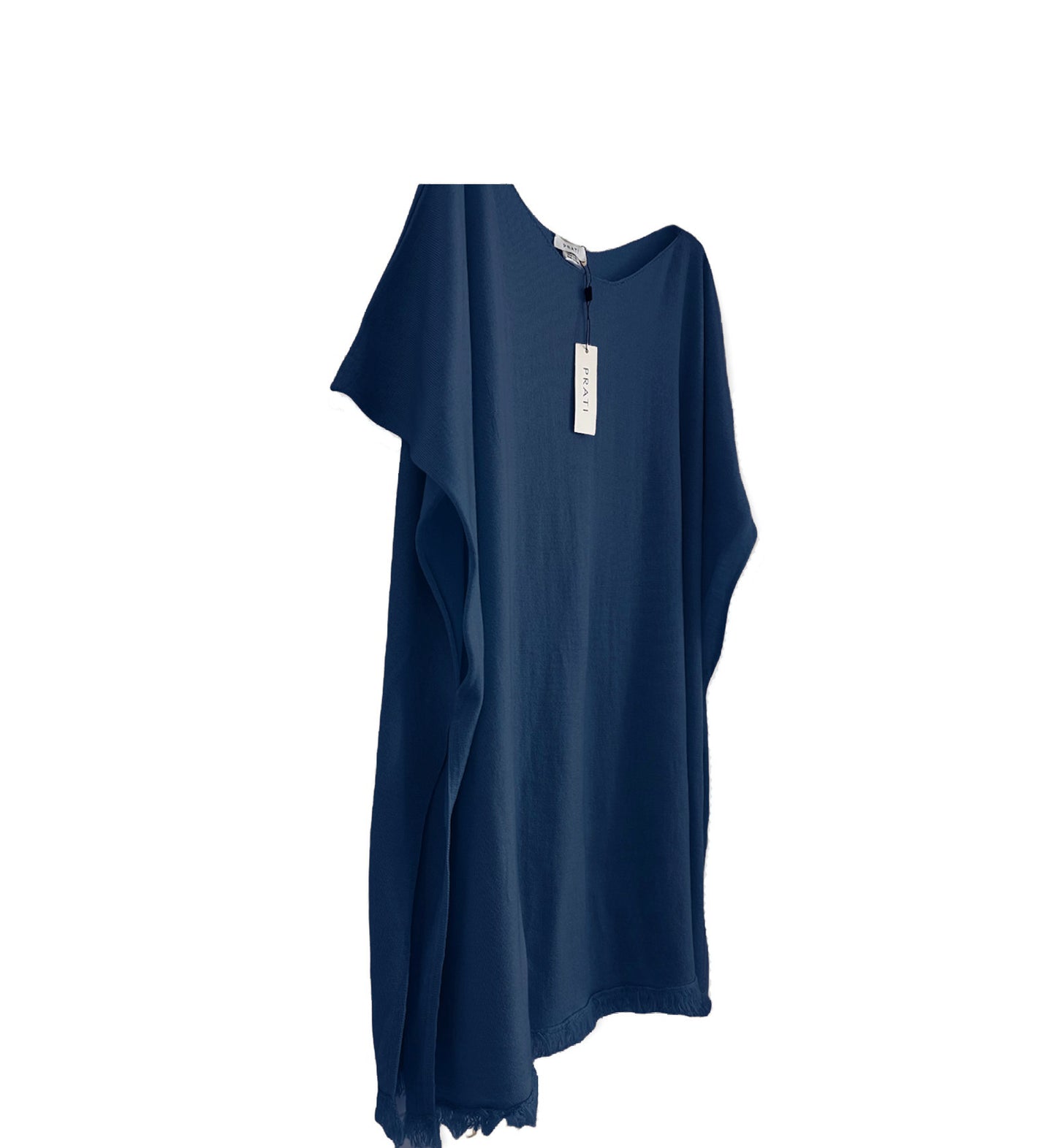 Resort cashmere Silk poncho cover up fringes navy